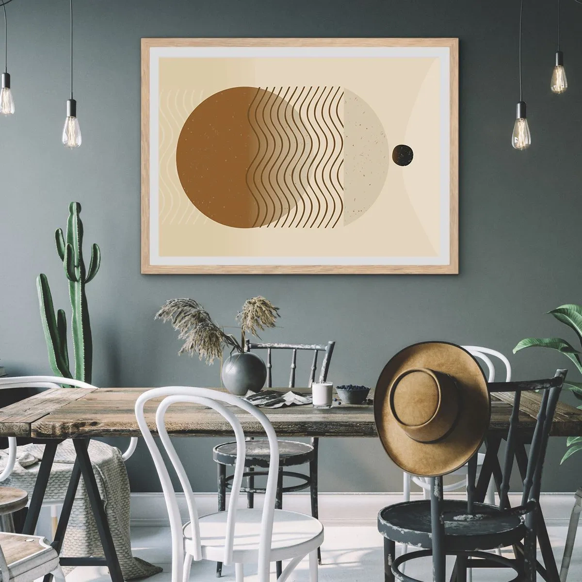 Plagát v ráme zo svetlého duba - O pôvode geometrických obrazcov - 91x61 cm