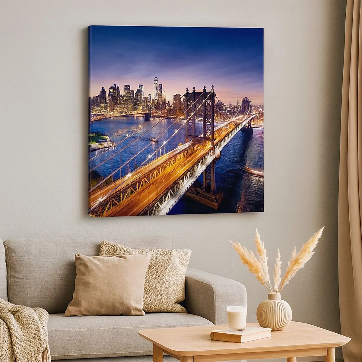 Obraz na plátne - Žiariaci most do srdca mesta - 30x30 cm