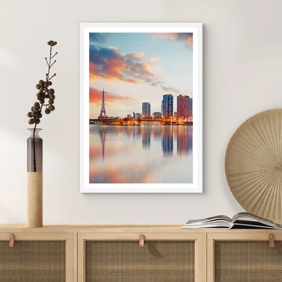 Plagát v bielom ráme - Monumentálny pokoj Paríža - 30x40 cm
