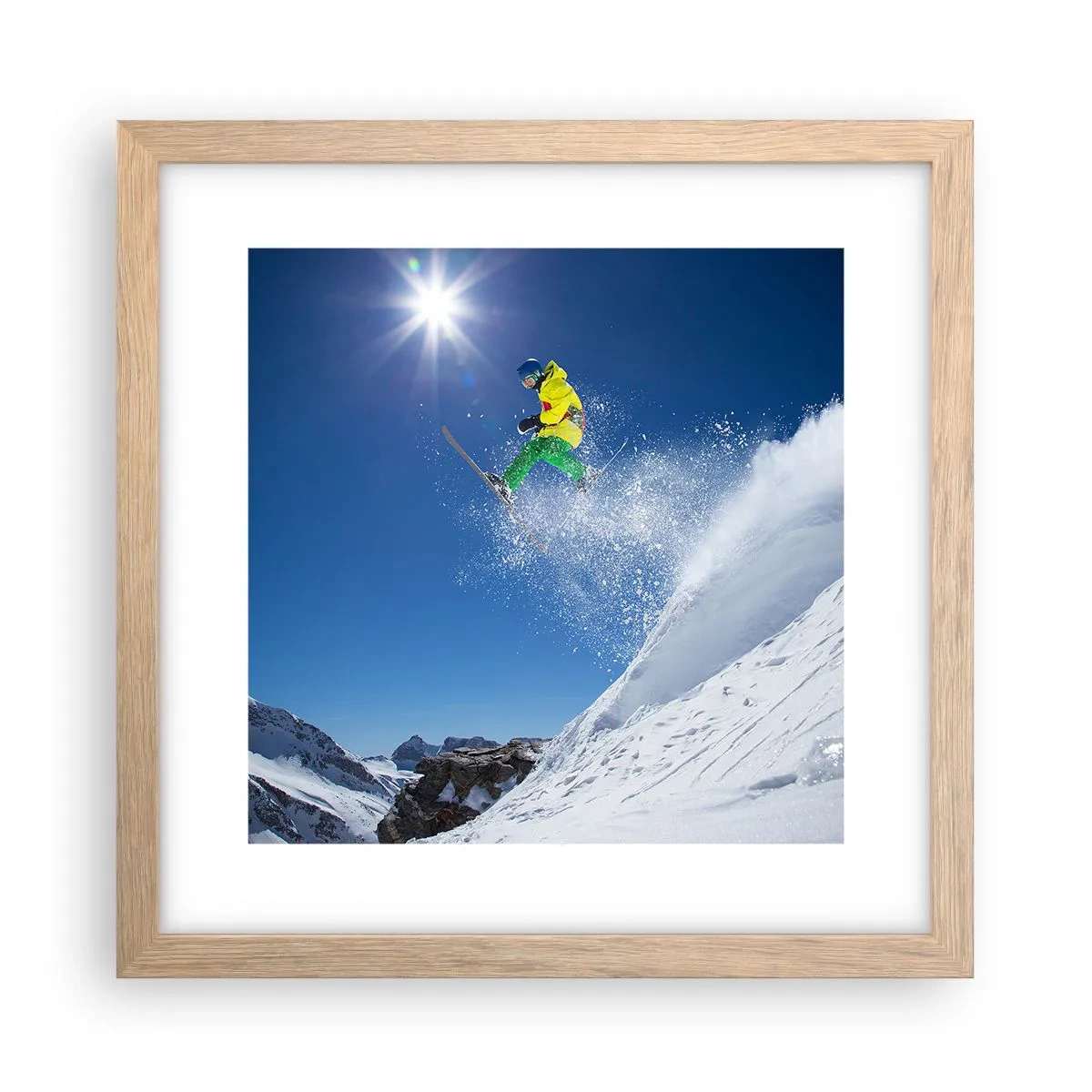 Plagát v ráme zo svetlého duba - Tancujúci s horami - 30x30 cm