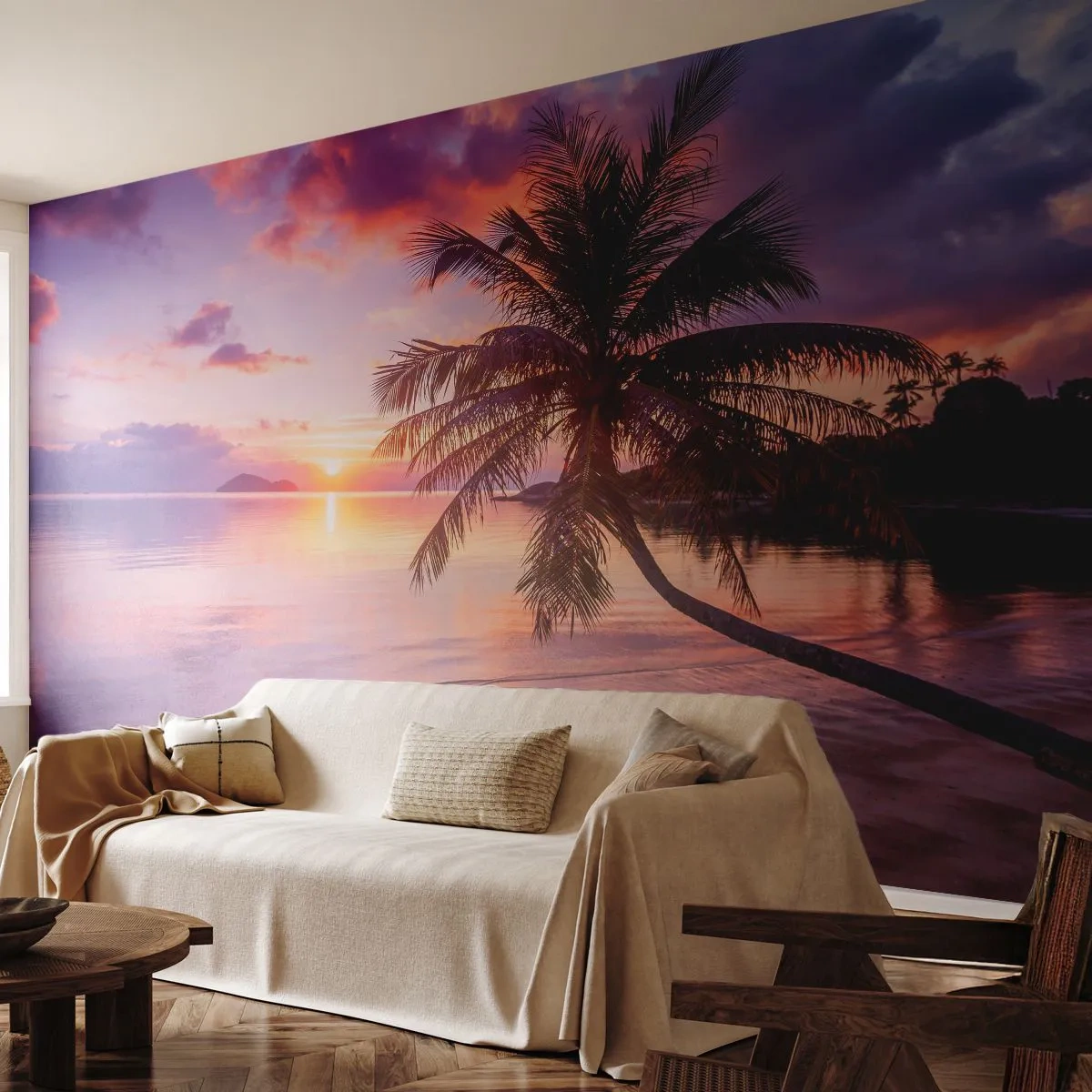 Fototapeta Premium Sand - Blahobyt až po okraj - Krajina, Kokosová palma, More - 300x210 cm