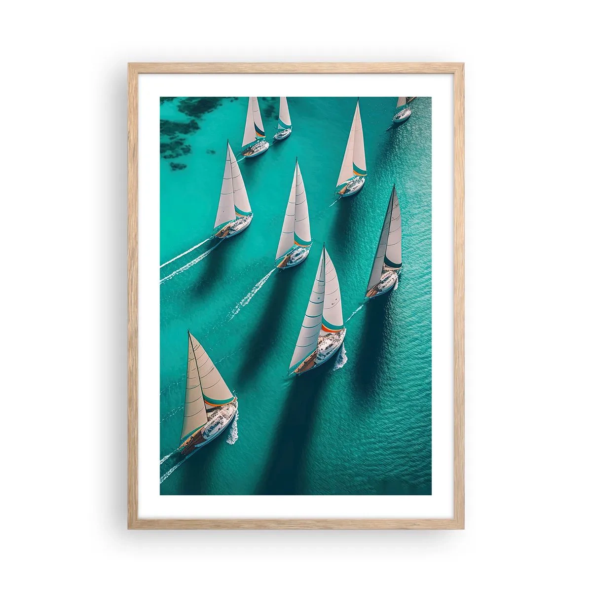 Plagát v ráme zo svetlého duba - Zápasenie s vetrom - 50x70 cm