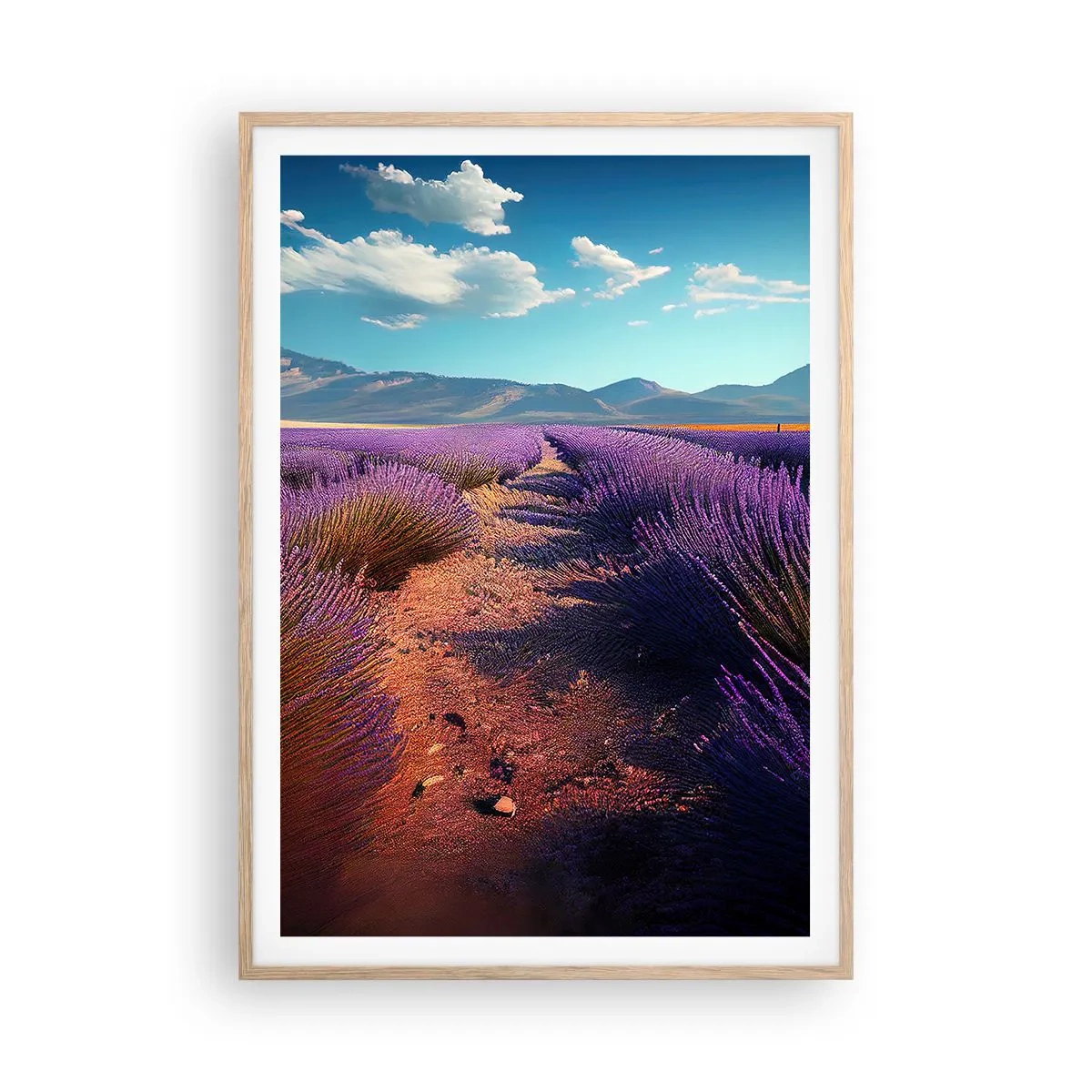 Plagát v ráme zo svetlého duba - Voňavé polia - 70x100 cm