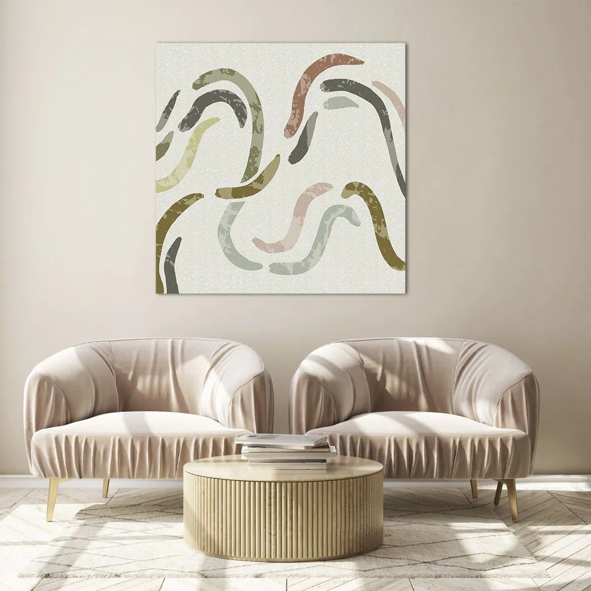 Obraz na skle - Radostný tanec abstrakcie - 60x60 cm