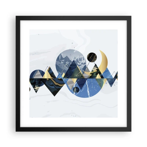 Plagát v čiernom ráme - Geometrická krajina - 40x40 cm