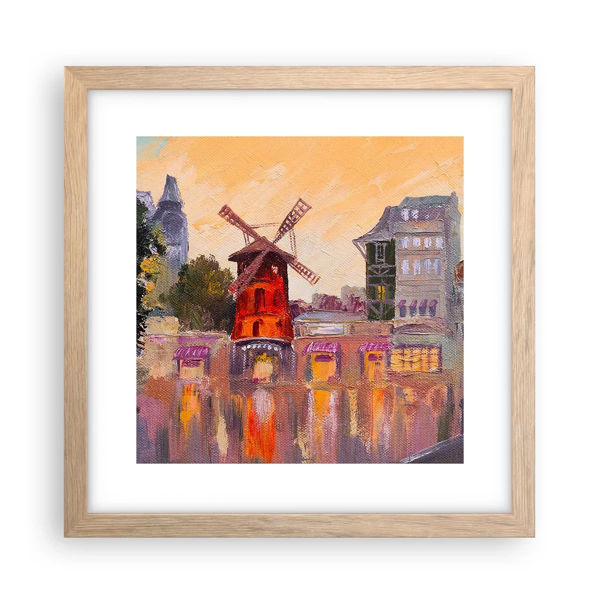 Plagát v ráme zo svetlého duba - Parížske ikony – Moulin Rouge - 30x30 cm