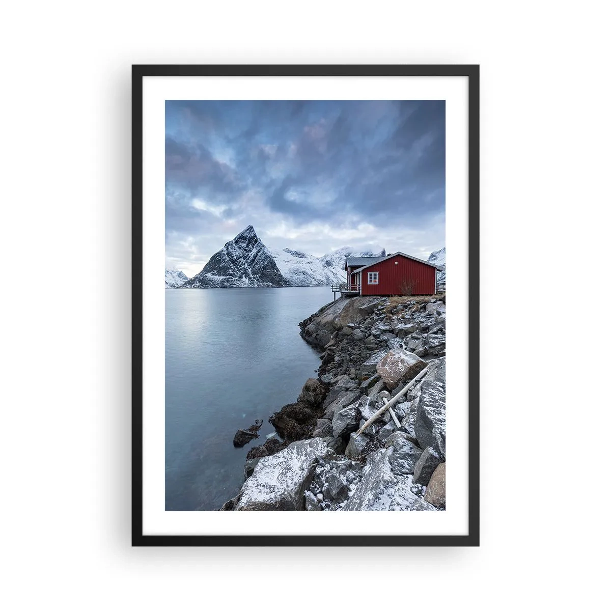 Plagát v čiernom ráme - Alpská jeseň - 50x70cm - Škandinávske útočisko - Moderná nástenná dekorácia do obývacej izby a spálne ARTTOR