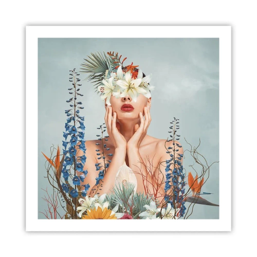 Plagát - Žena – kvetina - 60x60 cm