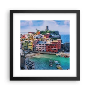 Plagát v čiernom ráme - Stredomorské kúzelné mestečko - 30x30 cm