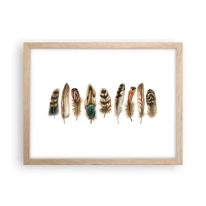 Plagát v ráme zo svetlého duba - Operená variácia - 40x30 cm