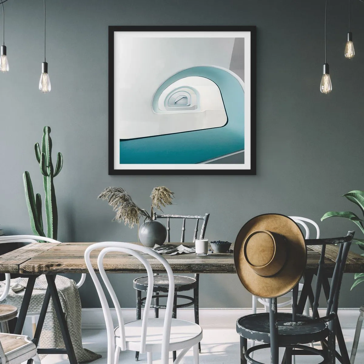 Plagát v čiernom ráme - Na dno modrej - 60x60 cm