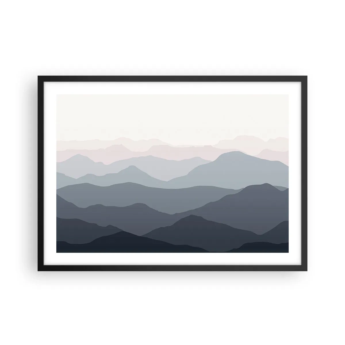 Plagát v čiernom ráme - Vlny hôr - 70x50 cm