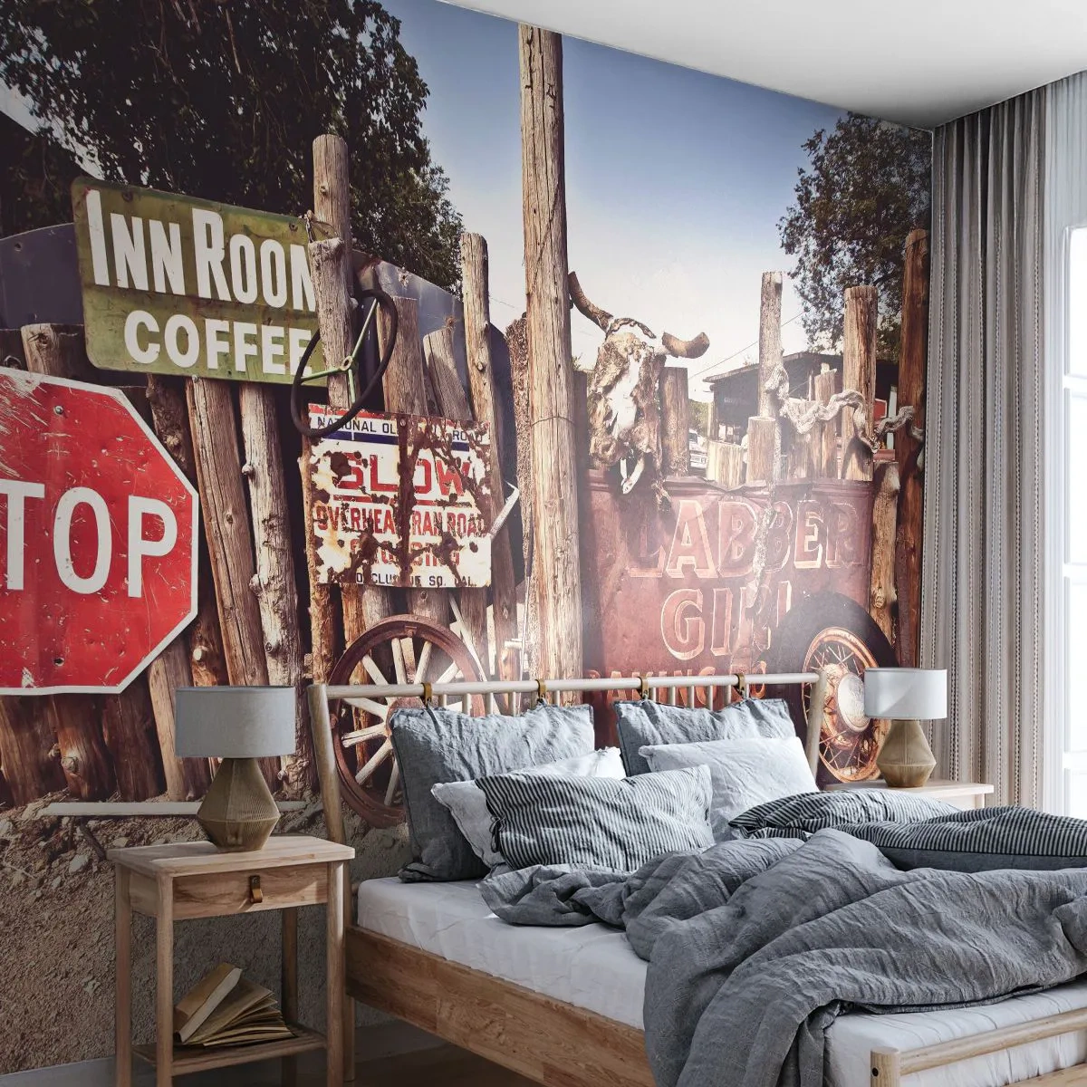 Samolepiaca Fototapeta Deluxe Sticker - A čas sa zastavil - Dopravná značka, Cesta 66, USA - 250x175 cm