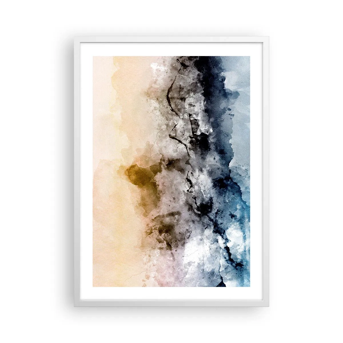 Plagát v bielom ráme - Ponorené do mračná hmly - 50x70 cm