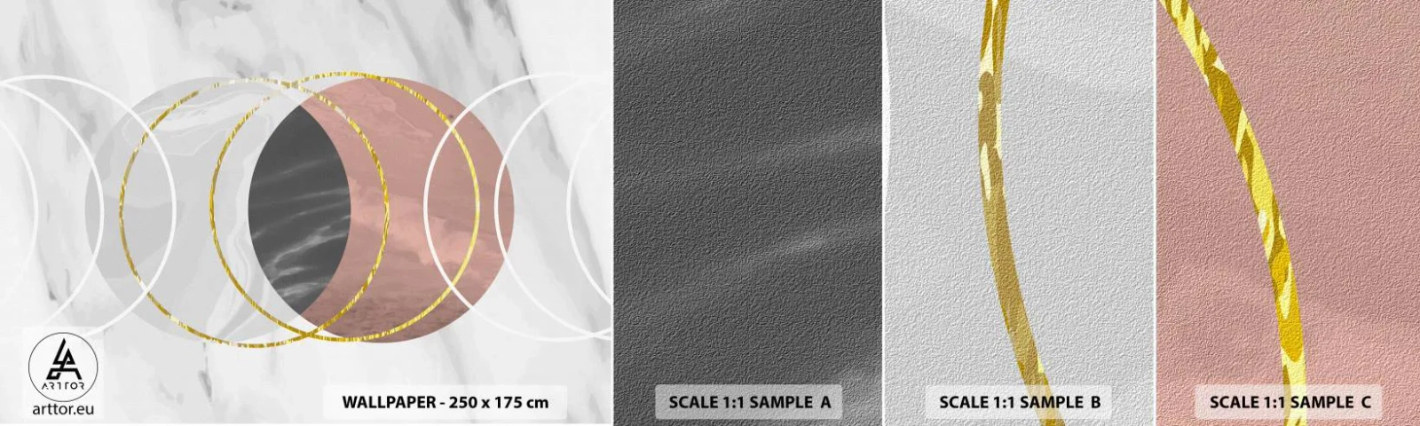 Vzorka samolepiacej fototapety Deluxe Sticker - Hudba sfér - Abstrakcia, Kus, Okresy - 100x30 cm