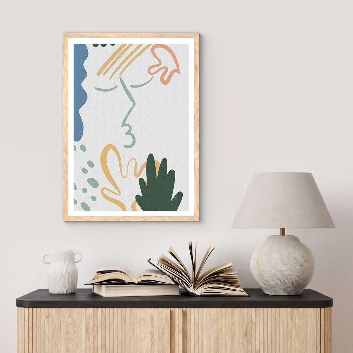 Plagát v ráme zo svetlého duba - Bozk kvetov - 70x100 cm