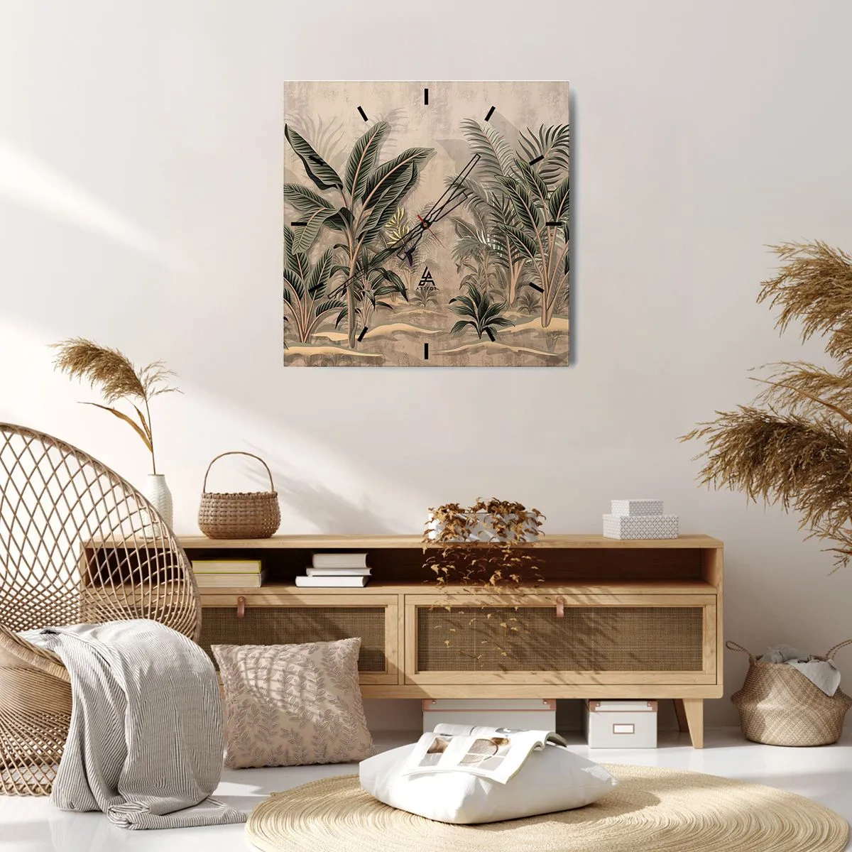 Nástenné hodiny - Rytina v koloniálnom štýle - 40x40 cm