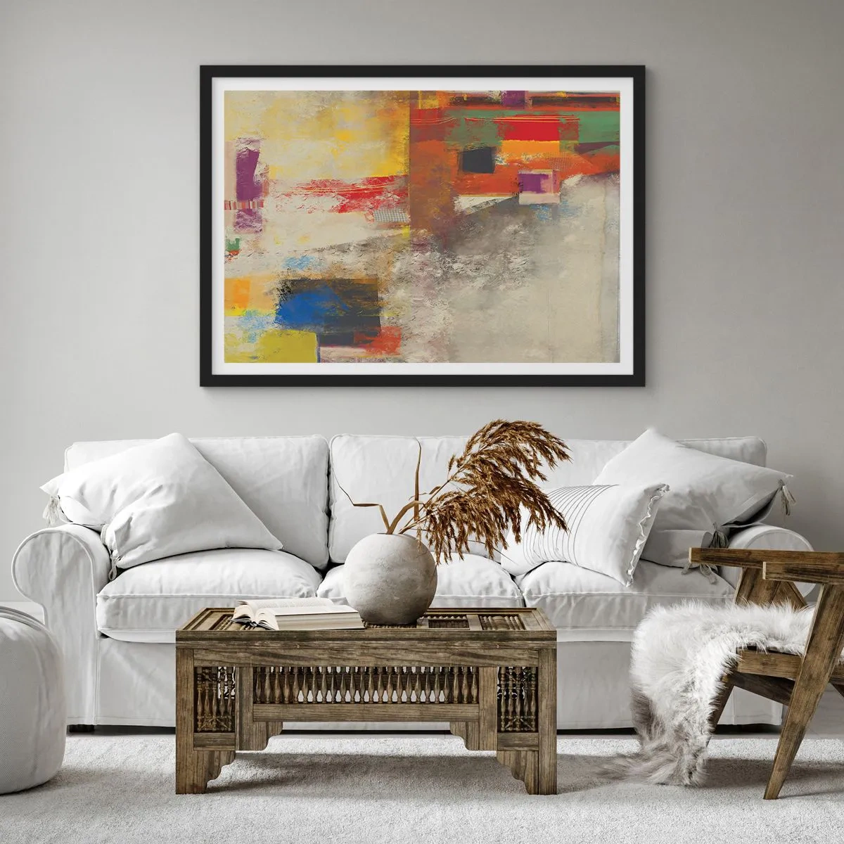 Plagát v čiernom ráme - Geometria farieb - 70x50 cm
