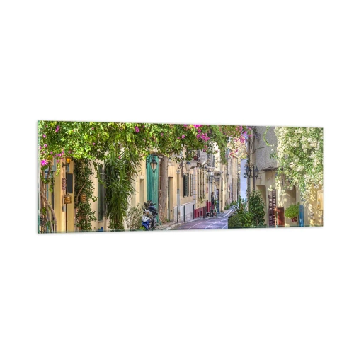 Obraz na skle - Kvitnúce zákutie - 90x30 cm