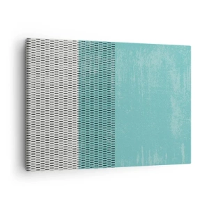 Obraz na plátne - Geometrická kompozícia s tyrkysovou a čiarami - 70x50cm - Vyvážená kompozícia - Moderná nástenná dekorácia do obývacej izby a spálne ARTTOR