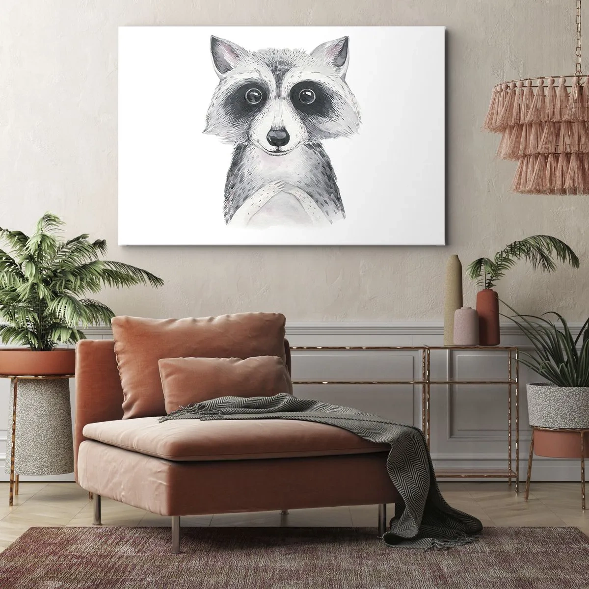 Obraz na plátne - Rozkošný portrét mývala na bielom pozadí - 70x50cm - Chvíľa dojatia - Moderná nástenná dekorácia do obývacej izby a spálne ARTTOR