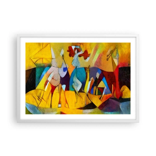 Plagát v bielom ráme - Slnko - život - radosť - 70x50 cm