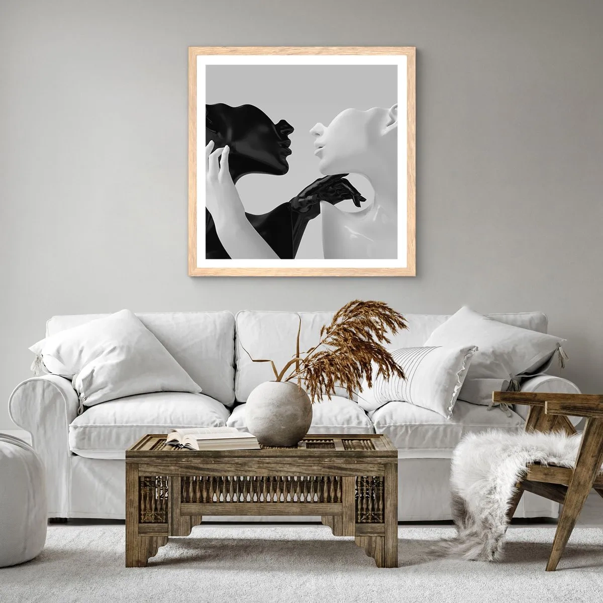 Plagát v ráme zo svetlého duba - Príťažlivosť – túžba - 40x40 cm