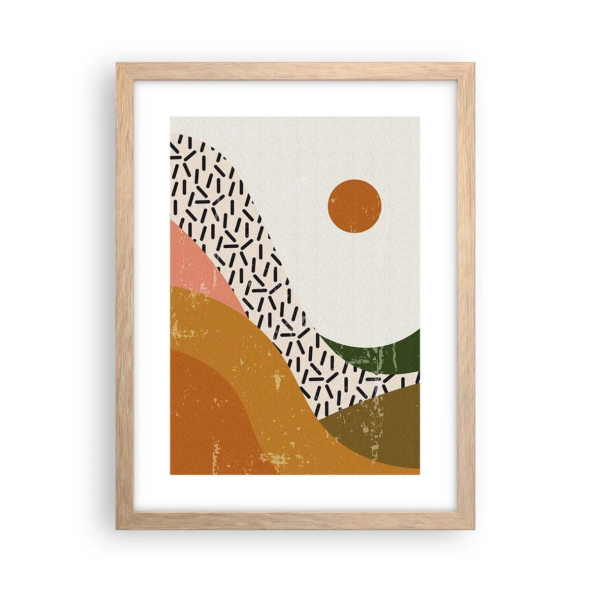 Plagát v ráme zo svetlého duba - Slnečná abstrakcia - 30x40 cm