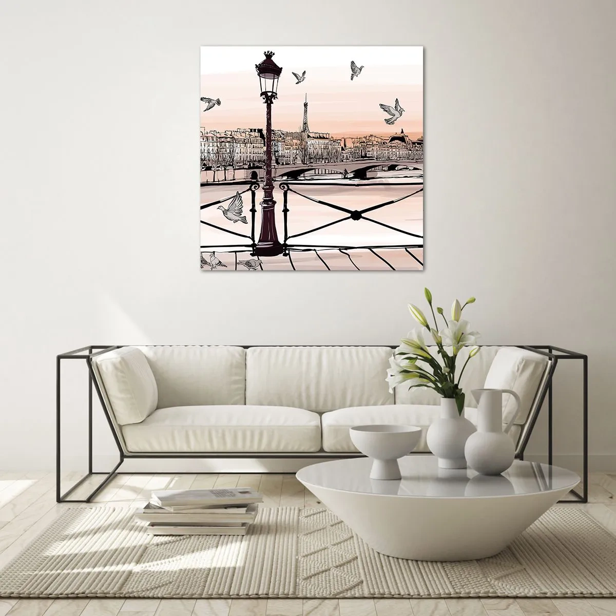 Obraz na skle - Nad strechami Paríža - 40x40 cm