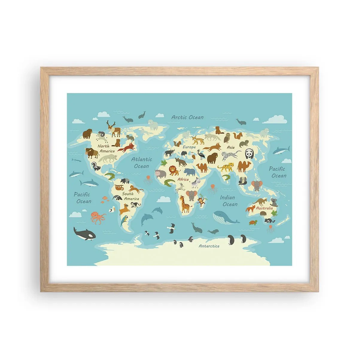 Plagát v ráme zo svetlého duba - Dobrí susedia - 50x40 cm