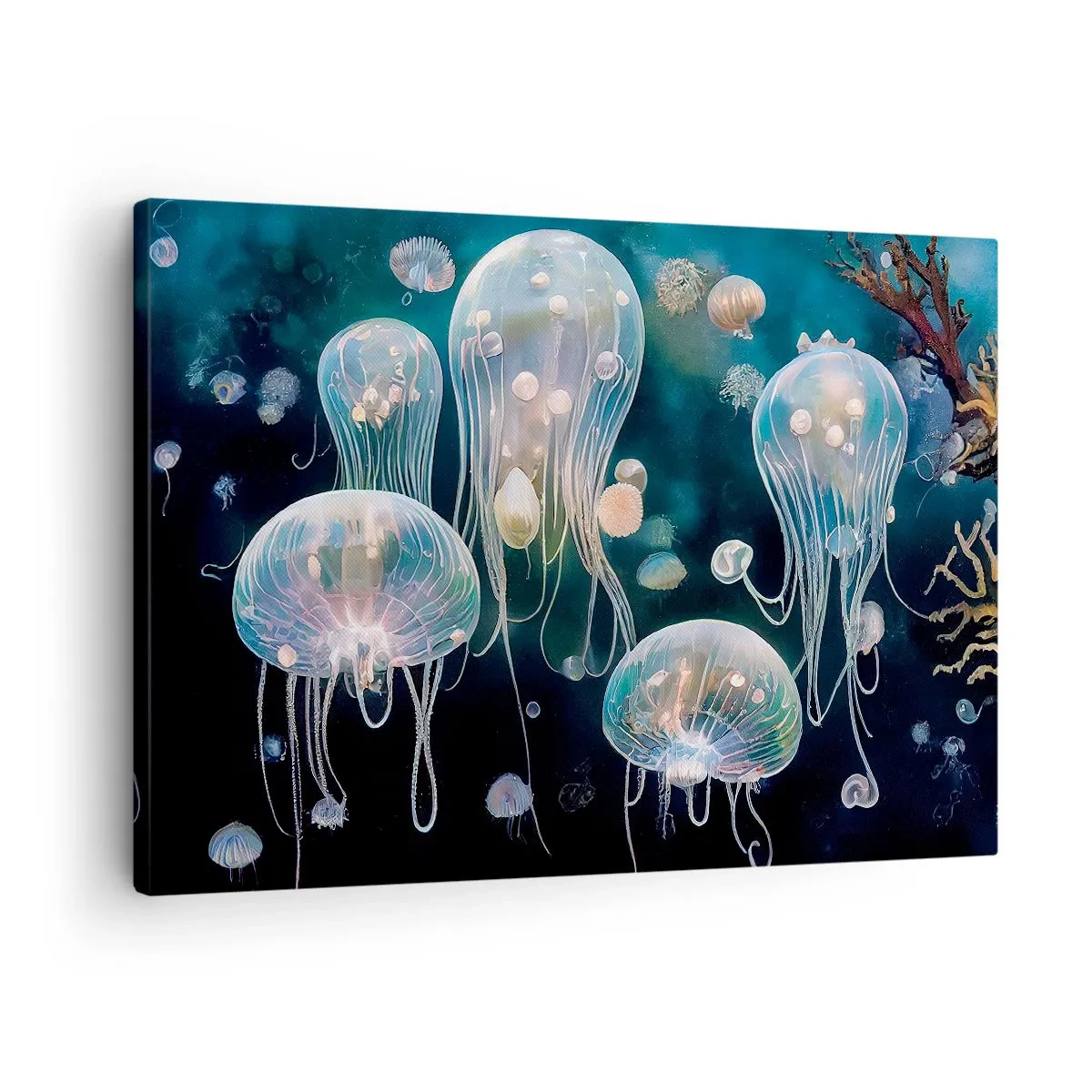 Obraz na plátne - Jemné medúzy v podmorskom svete - 70x50cm - Podvodný ples - Moderná nástenná dekorácia do obývacej izby a spálne ARTTOR