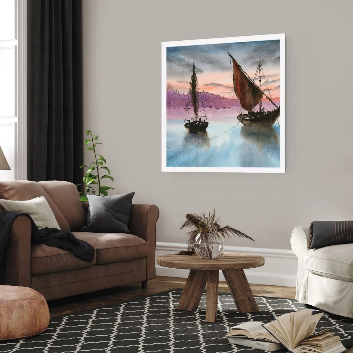 Plagát - Večer v prístave - 60x60 cm