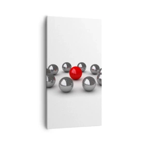 Obraz na plátne - Kruh v striebornej a červenej - 55x100 cm