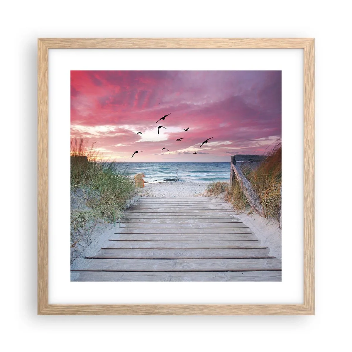 Plagát v ráme zo svetlého duba - Baltská impresia - 40x40 cm
