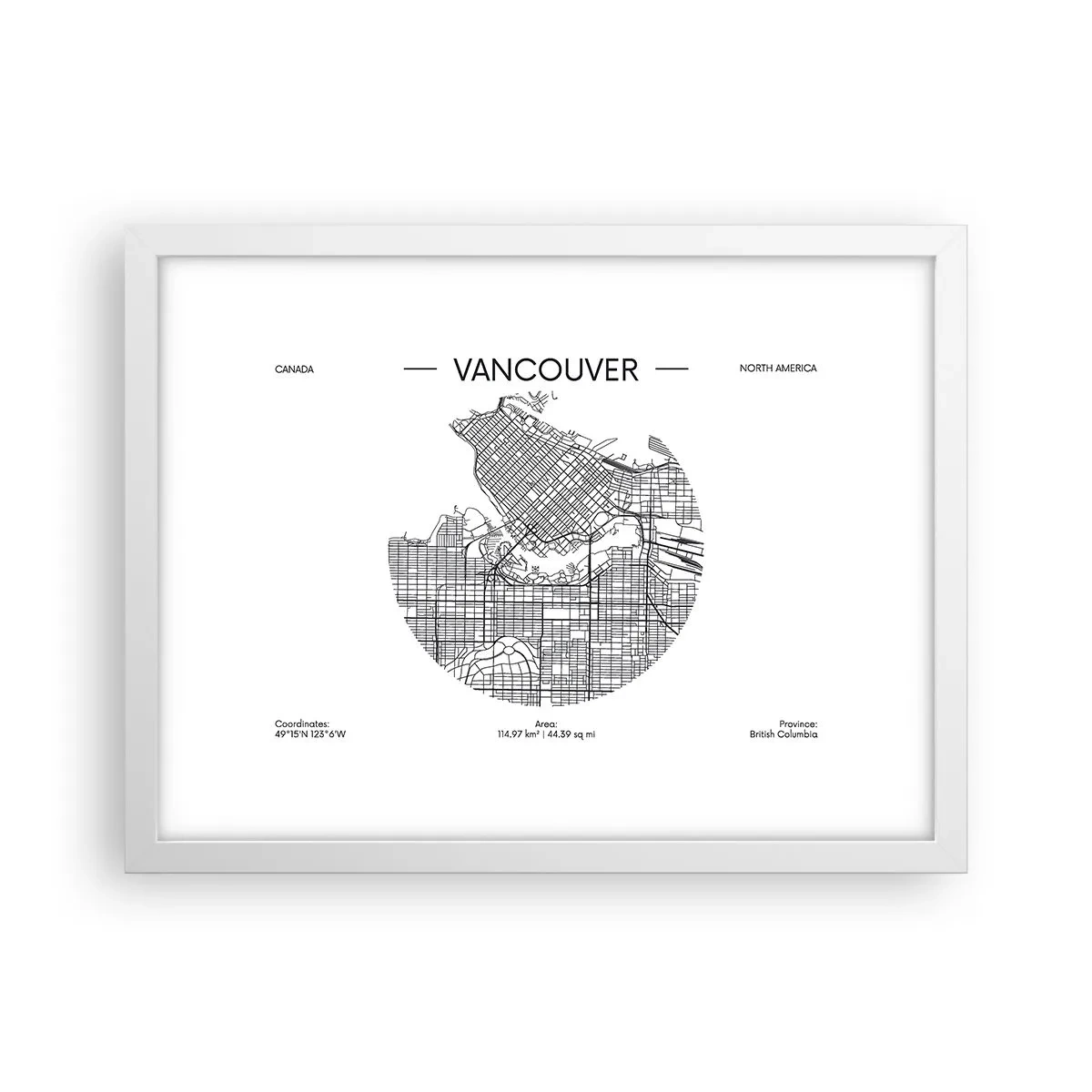 Plagát v bielom ráme - Anatómia Vancouveru - 40x30 cm