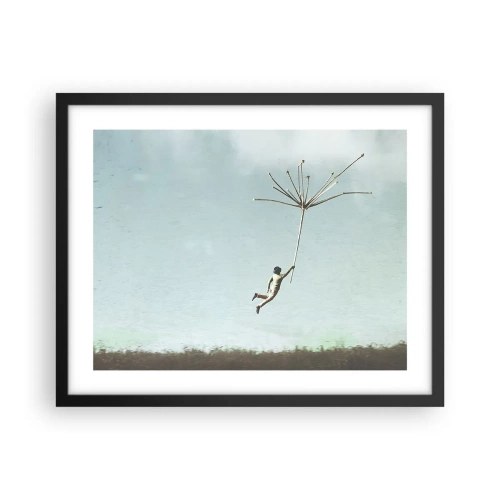 Plagát v čiernom ráme - Lietajúca púpava - 50x40 cm