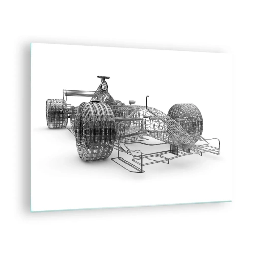 Obraz na skle - Technický nákres pretekárskeho auta v 3D štýle - 70x50cm - Ideálna konštrukcia - idey rýchlosti - Moderná nástenná dekorácia do obývacej izby a spálne ARTTOR