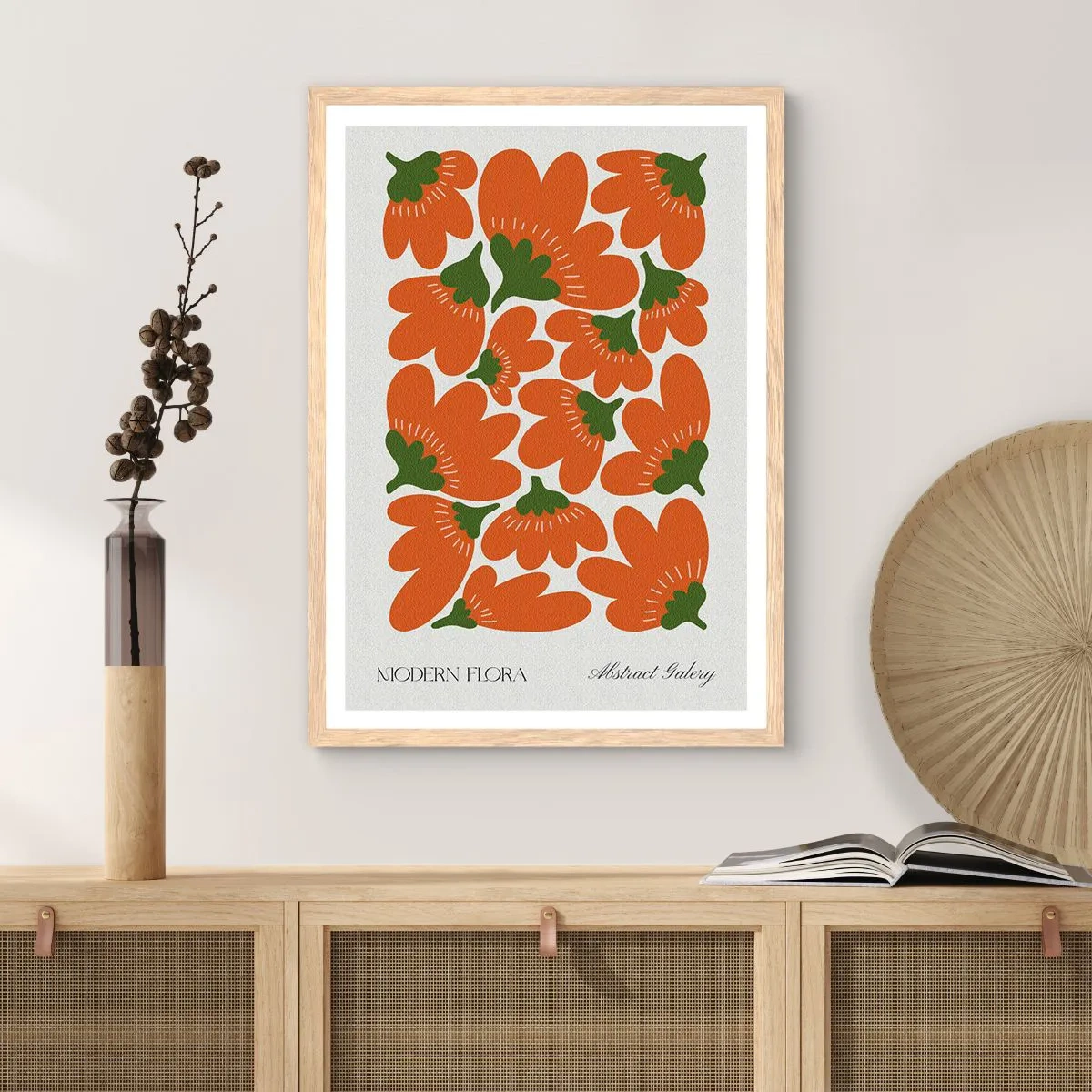 Plagát v ráme zo svetlého duba - Zo života kvetov - 70x100 cm