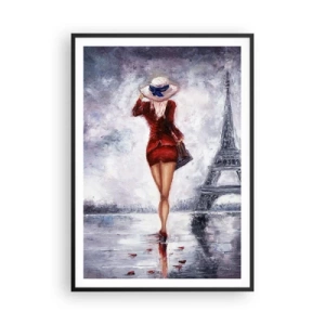 Plagát v čiernom ráme - Parížske symboly - 70x100 cm