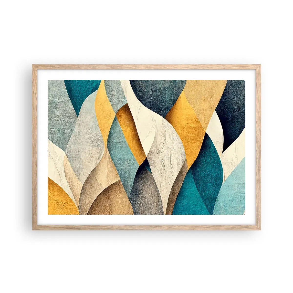 Plagát v ráme zo svetlého duba - Rytmus a vlnenie - 70x50 cm