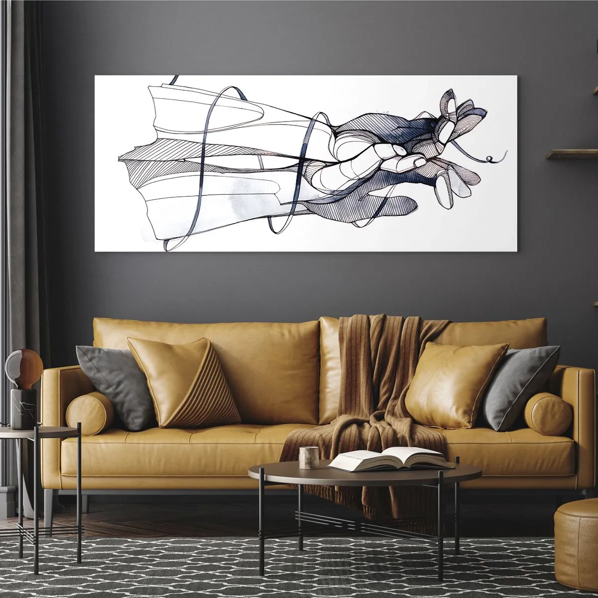 Obraz na skle - Štúdia o dotyku - 160x50 cm