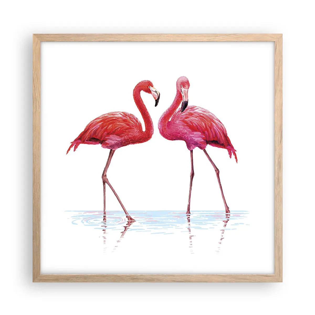 Plagát v ráme zo svetlého duba - Ružové rendez-vous - 50x50 cm