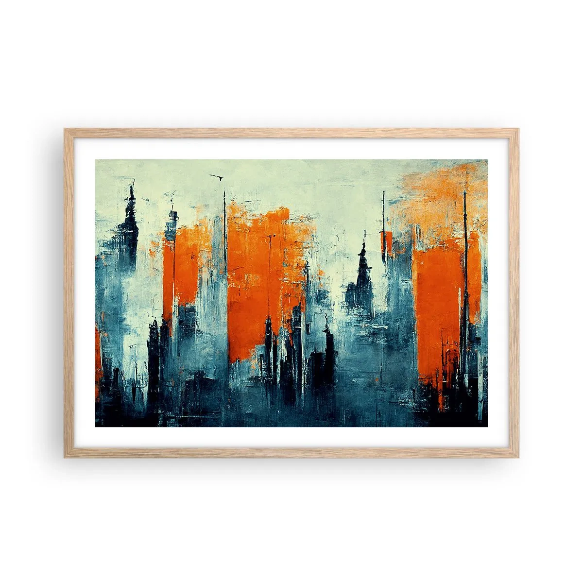 Plagát v ráme zo svetlého duba - Moderná krajina - 70x50 cm