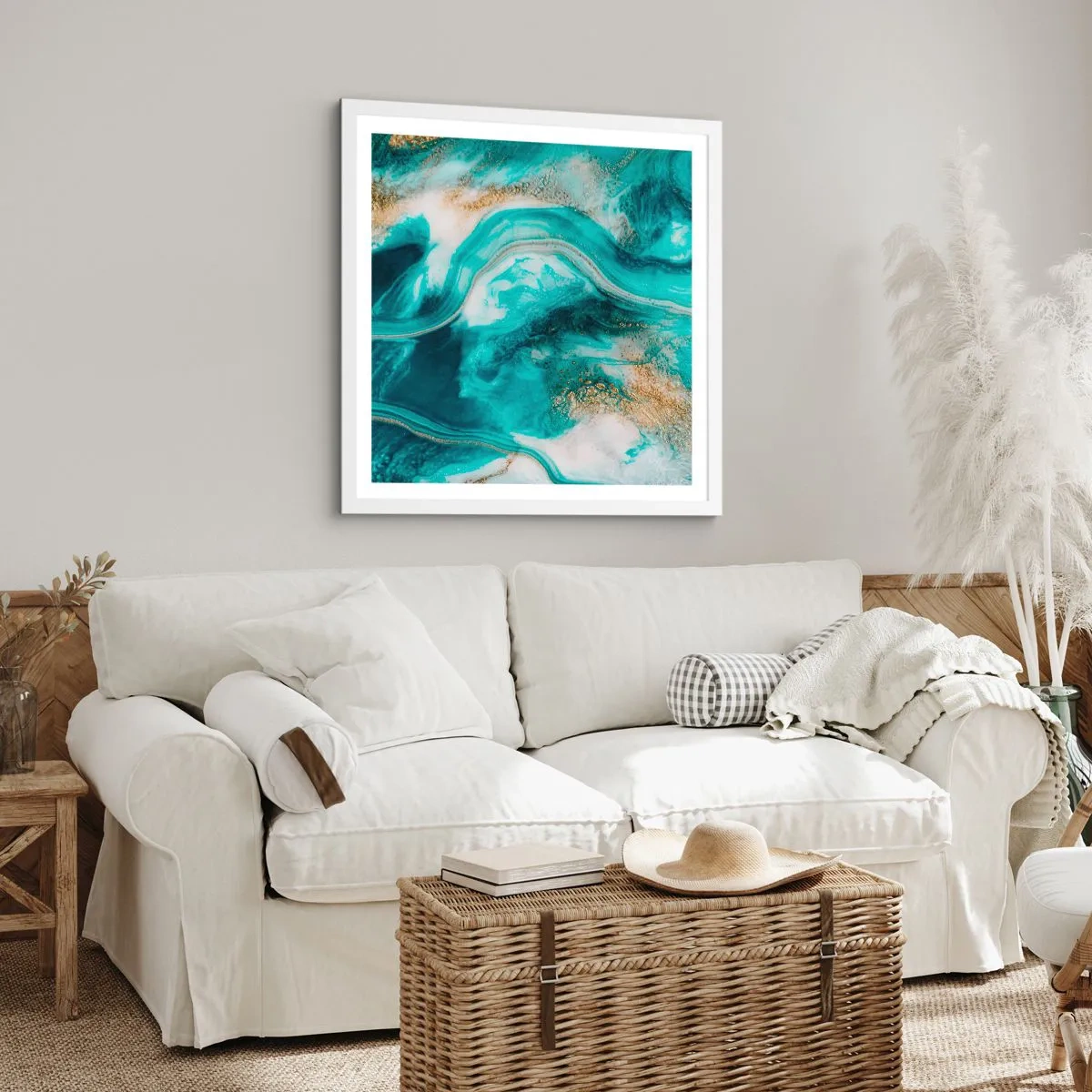 Plagát v bielom ráme - Rieka zlata - 50x50 cm