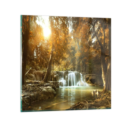 Obraz na skle - Parkový vodopád - 30x30 cm