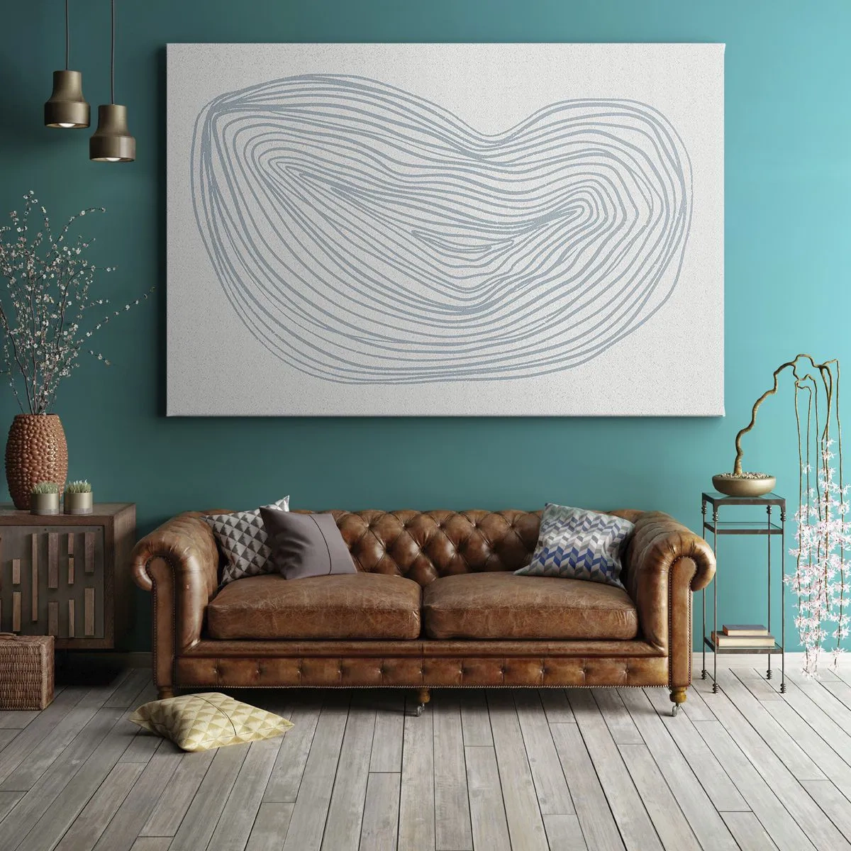 Obraz na plátne - Abstraktný motív vĺn v jemnej modrej farbe - 70x50cm - Úsmev kvapky - Moderná nástenná dekorácia do obývacej izby a spálne ARTTOR