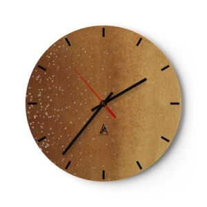 Nástenné hodiny - Zlatý abstraktný vzor s jemnými odleskami a textúrou. - 30x30cm - Zrodenie svetla - Moderná nástenná dekorácia do obývacej izby, kuchyne a spálne ARTTOR