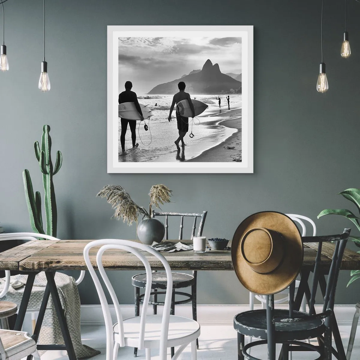 Plagát v bielom ráme - Samba na jednu vlnu - 60x60 cm