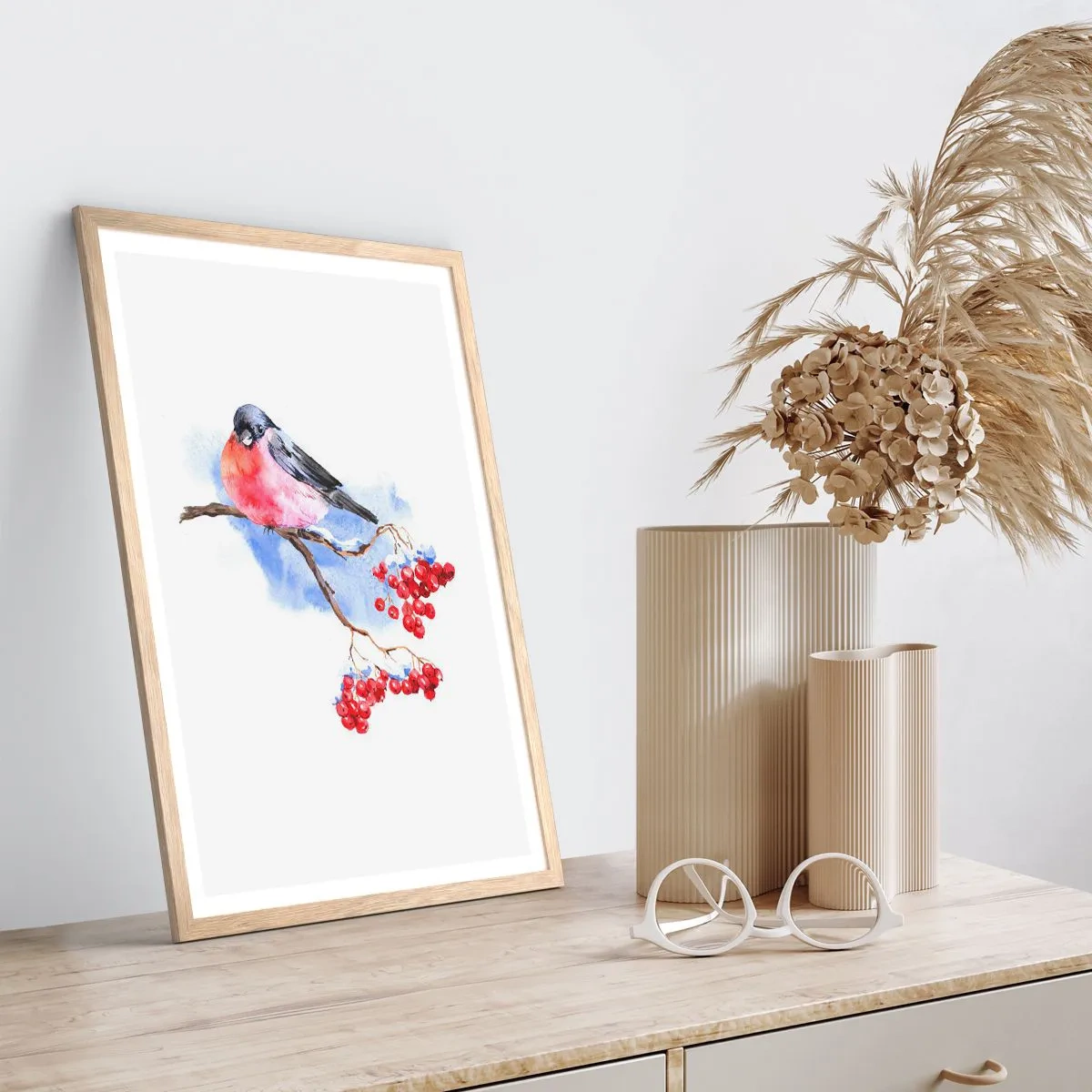 Plagát v ráme zo svetlého duba - Farebná zima - 30x40 cm