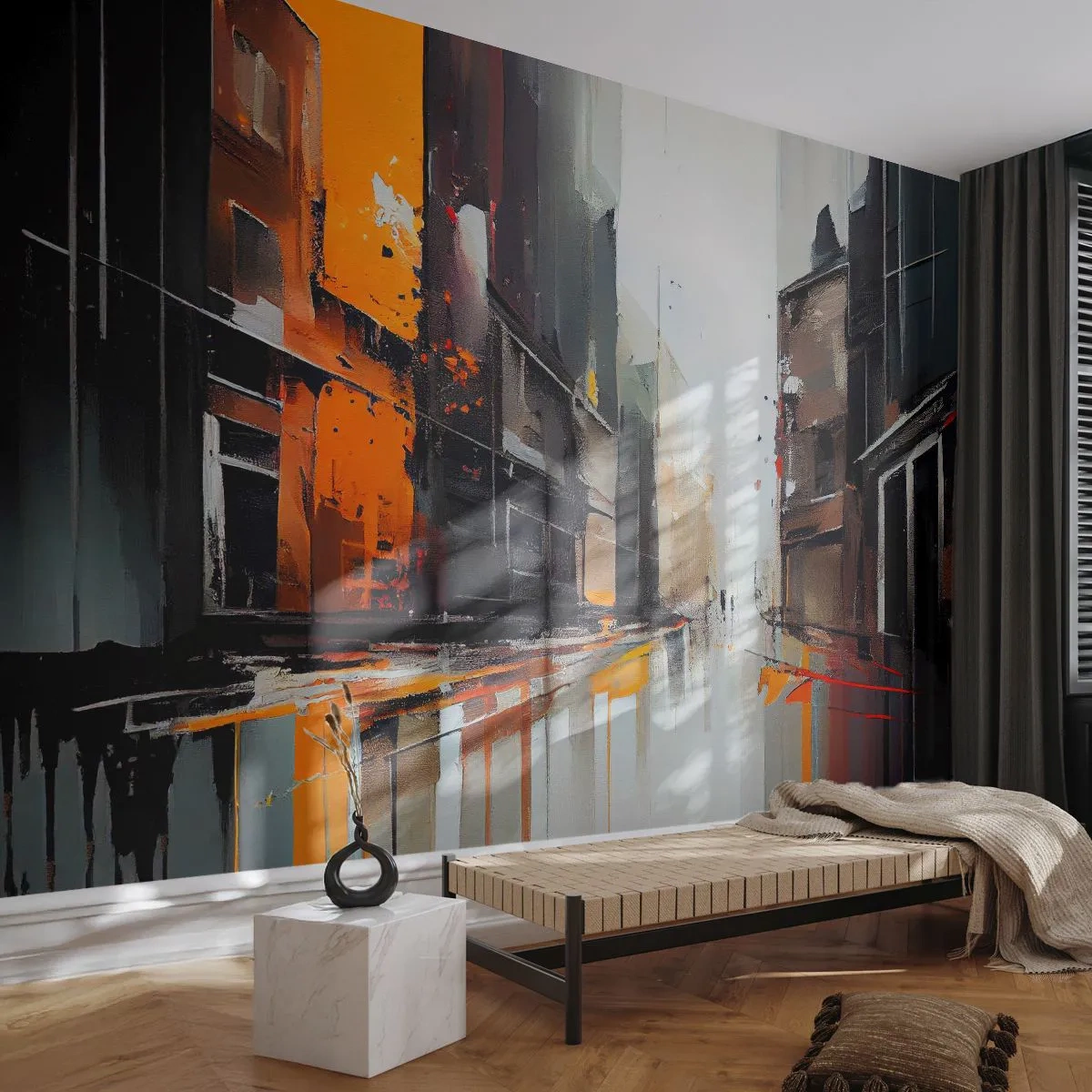 Fototapeta Standard Eco - Daždivý deň - Architektúra, Moderné umenie, Mesto - 350x256 cm